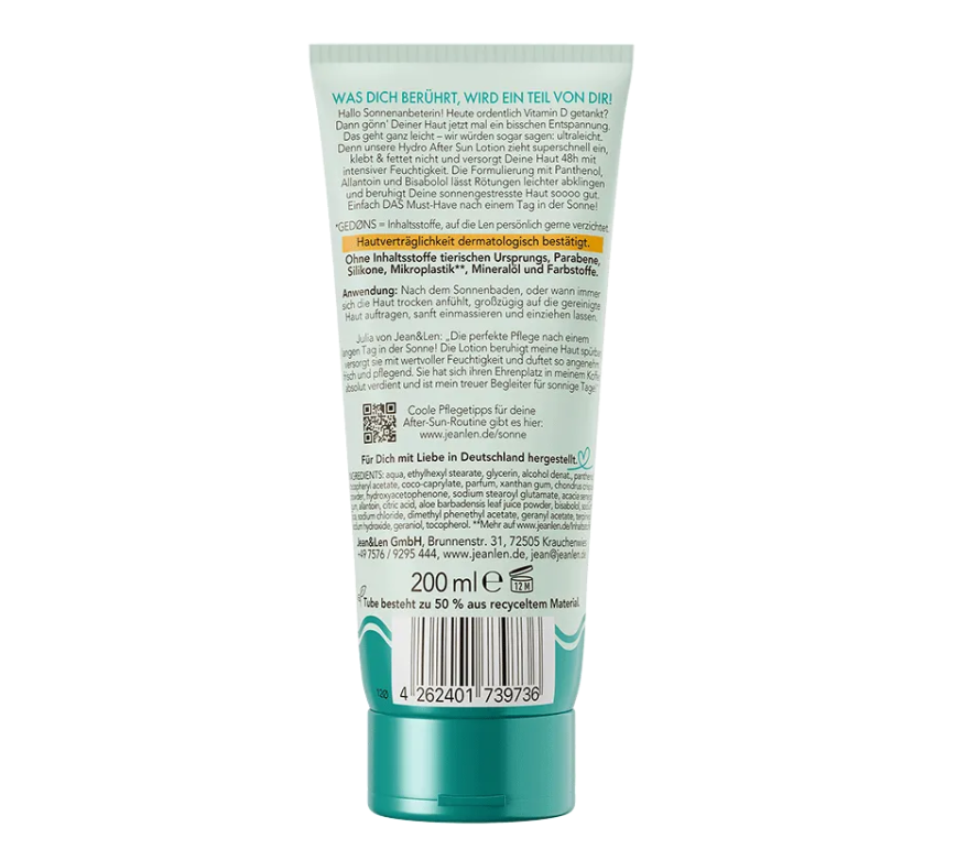 Jean & Len After Sun Lotion, 200 ml Einführungspreis!!!