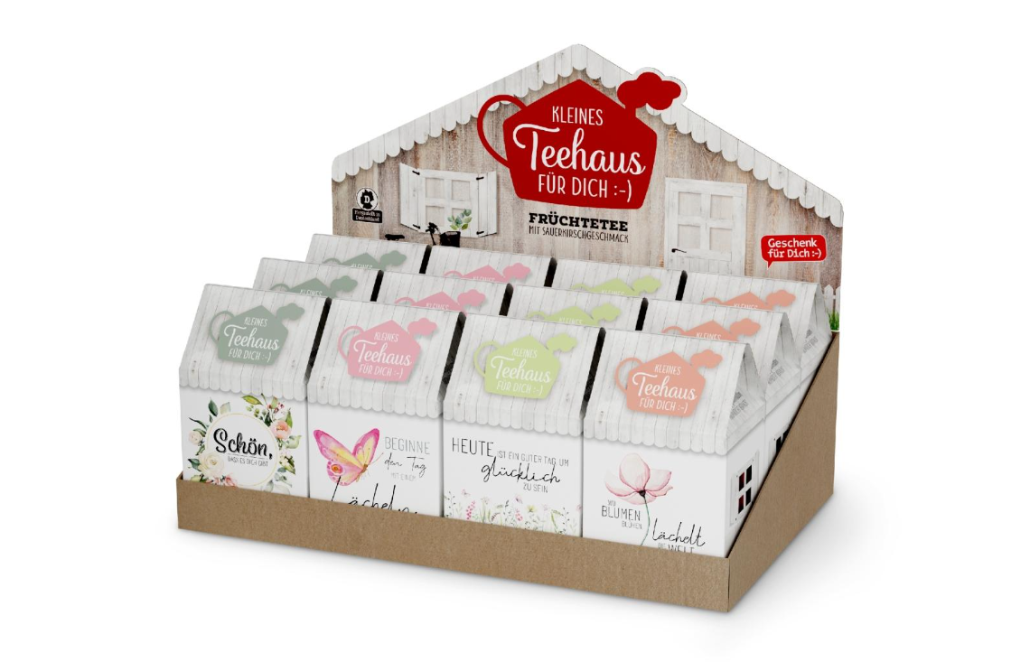 Kleines Teehaus für Dich :-) Früchtetee, aromatisiert mit Sauerkirschgeschmack (verschiedene Sprüche)