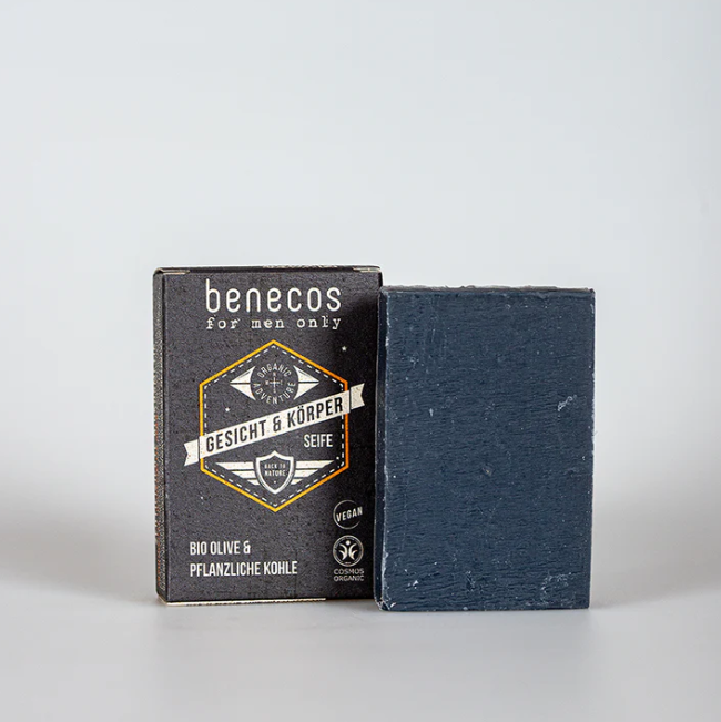Benecos for men only Gesicht- und Körperseife Bio-Olive & Pflanzliche Kohle