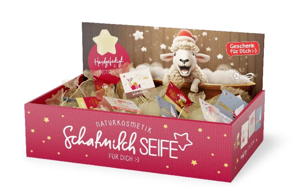 Naturkosmetik Schafmilchseife für dich :-)  - Sternseife mit Weihnachtsgrüßen