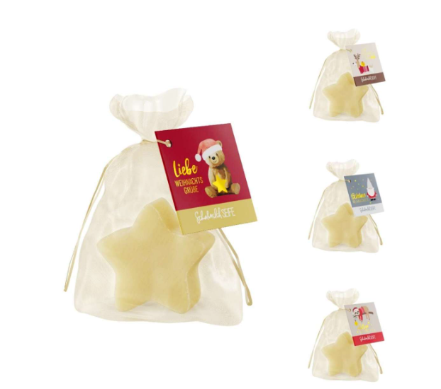 Naturkosmetik Schafmilchseife für dich :-)  - Sternseife mit Weihnachtsgrüßen