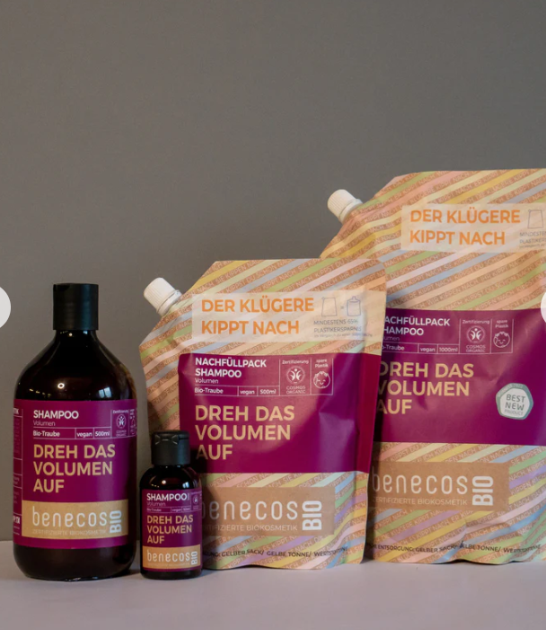 BENECOS Shampoo "Dreh das Volumen auf" mit Bio-Traube