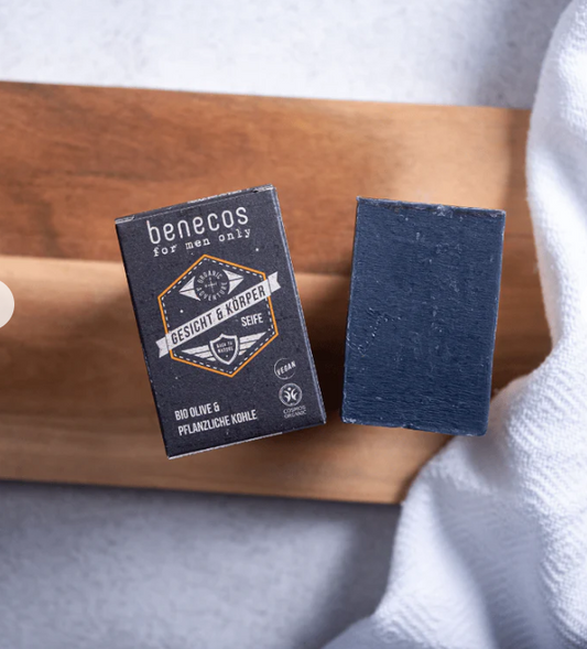 Benecos for men only Gesicht- und Körperseife Bio-Olive & Pflanzliche Kohle