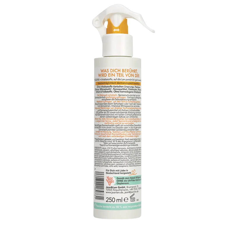Jean & Len Sensitives Sonnenspray LSF 50, 250 ml - Einführungspreis!!!